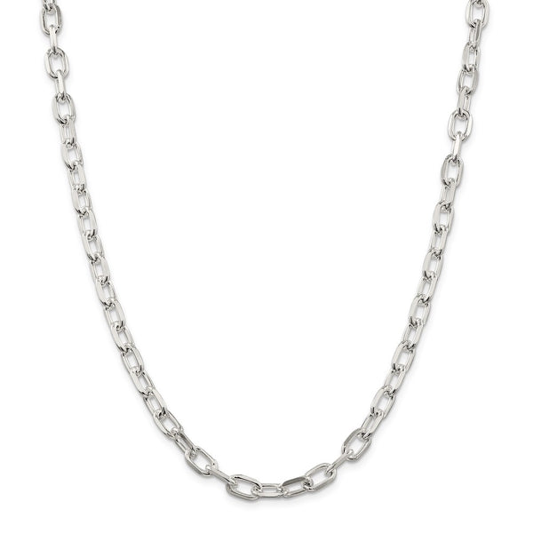 Sterling Silver 6.5mm Diamond-cut Long Link Cable Chain-WBC-QAR180-18