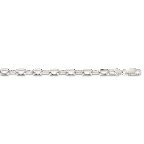 Sterling Silver 7.5mm Diamond-cut Long Link Cable Chain-WBC-QAR200-20