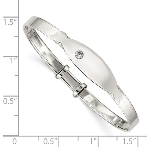Sterling Silver CZ ID Adjustable Baby Bangle Bracelet-WBC-QB1052