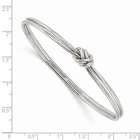 Sterling Silver Rhodium-plated Polished Knot Slip on Bangle-WBC-QB1080