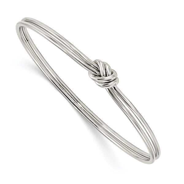 Sterling Silver Rhodium-plated Polished Knot Slip on Bangle-WBC-QB1080