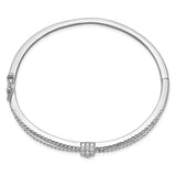 Sterling Silver Rhodium-plated CZ Hinged Bangle-WBC-QB1168