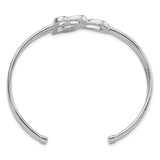 Sterling Silver Rhodium-plated Hearts and Infinity Cuff Bangle-WBC-QB1212