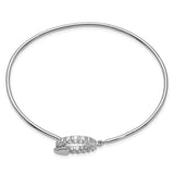 Sterling Silver Rhodium-plated CZ Hoop and Heart Bangle-WBC-QB1237