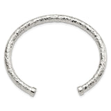 Sterling Silver Polished Textured Cuff Bangle-WBC-QB1366