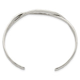 Sterling Silver Polished Hammered Criss Cross Cuff Bangle-WBC-QB1369