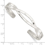 Sterling Silver Polished Hammered Criss Cross Cuff Bangle-WBC-QB1369