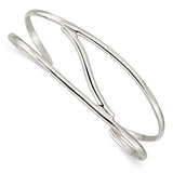 Sterling Silver Polished 2 Band Connected Cuff Bangle-QB1377-WBC