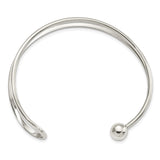 Sterling Silver Polished Loop & Ball Cuff Bangle-WBC-QB1379