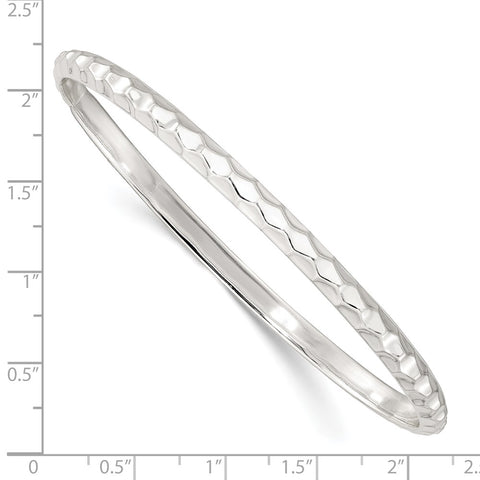 Sterling Silver Textured 4mm Slip-on Bangle-WBC-QB1389