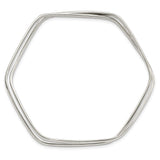 Sterling Silver Polished 2 Hexagon Shape Slip On Bangle-WBC-QB1401