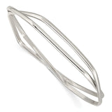 Sterling Silver Polished 2 Hexagon Shape Slip On Bangle-WBC-QB1401