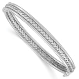 Sterling Silver Rhodium-Plated Weaved & Polished Hinged Bangle-WBC-QB1422