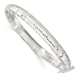 Sterling Silver Polished and D/C 7.00mm Hinged  Bangle-WBC-QB1423