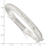 Sterling Silver Polished and D/C 7.00mm Hinged  Bangle-WBC-QB1424