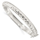 Sterling Silver Polished and D/C 7.25mm Hinged  Bangle-WBC-QB1425