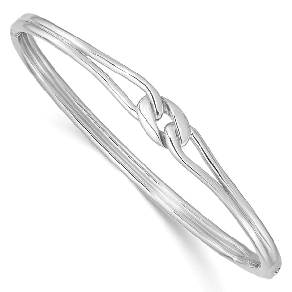 Sterling Silver Rhodium-Plated Fancy Knot Hinged Bangle-WBC-QB1427