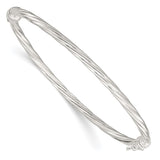 Sterling Sliver Polished Twisted Hinged Bangle-WBC-QB1428