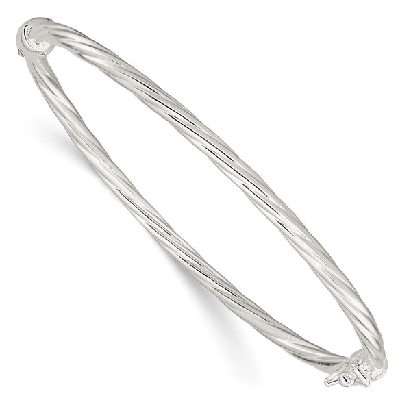 Sterling Sliver Polished Twisted Hinged Bangle-WBC-QB1428