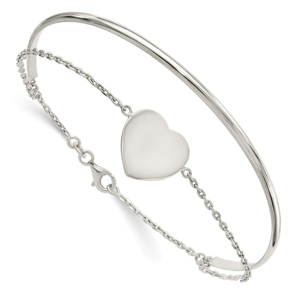 Sterling Silver Polished Heart Ring and Bangle-WBC-QB1436