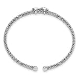 Sterling Silver Rhodium-plated Polished CZ Infinity Flexible Cuff Bangle-WBC-QB1440