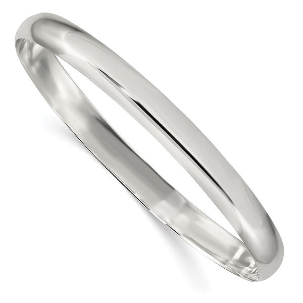 Sterling Silver 6.25mm Solid Polished Plain Slip-On Bangle Bracelet-WBC-QB239