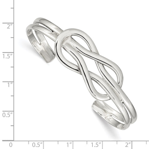 Sterling Silver Knot Design Cuff Bangle-WBC-QB384