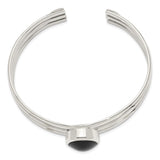 Sterling Silver Onyx Three Strand Cuff Bangle Bracelet-WBC-QB389