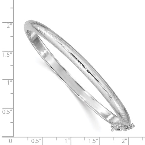 Sterling Silver Rhodium-plated 5mm D/C Hinged Bangle Bracelet-WBC-QB39