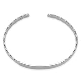 Sterling Silver Rhodium-plated with ID Plate Bangle-WBC-QB478