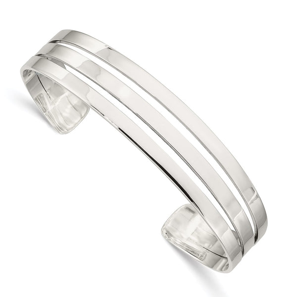 Sterling Silver Polished Cuff Bangle-WBC-QB519