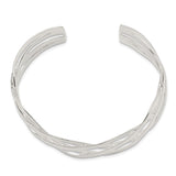 Sterling Silver Woven Design Cuff Bangle-WBC-QB525