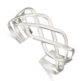 Sterling Silver Woven Design Cuff Bangle-WBC-QB525