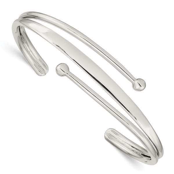 Sterling Silver Polished Cuff Bangle-WBC-QB601