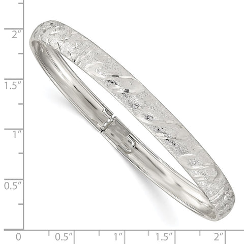 Sterling Silver 6.5mm Diamond-cut Flexible Bangle-WBC-QB612