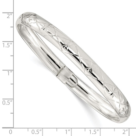 Sterling Silver 7mm Diamond-cut Flexible Bangle-WBC-QB614