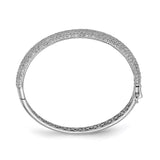 Sterling Silver PavÇ Rhodium-plated 384 Stone CZ Hinged Bangle-WBC-QB667