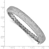 Sterling Silver PavÇ Rhodium-plated 384 Stone CZ Hinged Bangle-WBC-QB667