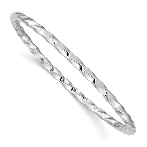 Sterling Silver Rhod. Plated Pol. Twisted Slip-on Child's Bangle-WBC-QB862
