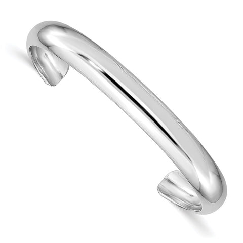 Sterling Silver Rhod. Plated Polished Domed Cuff Child's Bangle-WBC-QB865