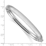 Sterling Silver Rhodium-plated 6.5mm Textured Hinged Bangle-WBC-QB904