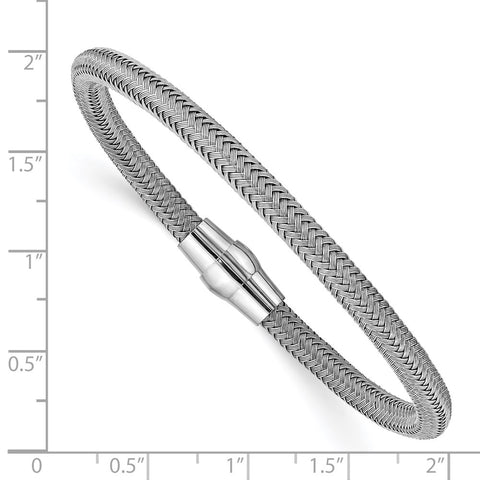 Sterling Silver Polished Rhodium-plated Magnetic Mesh Bracelet-WBC-QB955