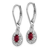 Sterling Silver Rhodium-plated Diam. & Created Ruby Earrings-WBC-QBE10JUL