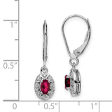 Sterling Silver Rhodium-plated Diam. & Created Ruby Earrings-WBC-QBE10JUL