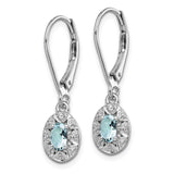 Sterling Silver Rhodium-plated Diam. & Aquamarine Earrings-WBC-QBE10MAR