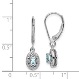 Sterling Silver Rhodium-plated Diam. & Aquamarine Earrings-WBC-QBE10MAR