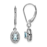 Sterling Silver Rhodium-plated Diam. & Aquamarine Earrings-WBC-QBE10MAR