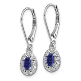 Sterling Silver Rhodium-plated Diam. & Created Sapphire Earrings-WBC-QBE10SEP