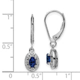 Sterling Silver Rhodium-plated Diam. & Created Sapphire Earrings-WBC-QBE10SEP