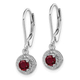 Sterling Silver Rhodium-plated Diam. & Created Ruby Earrings-WBC-QBE11JUL